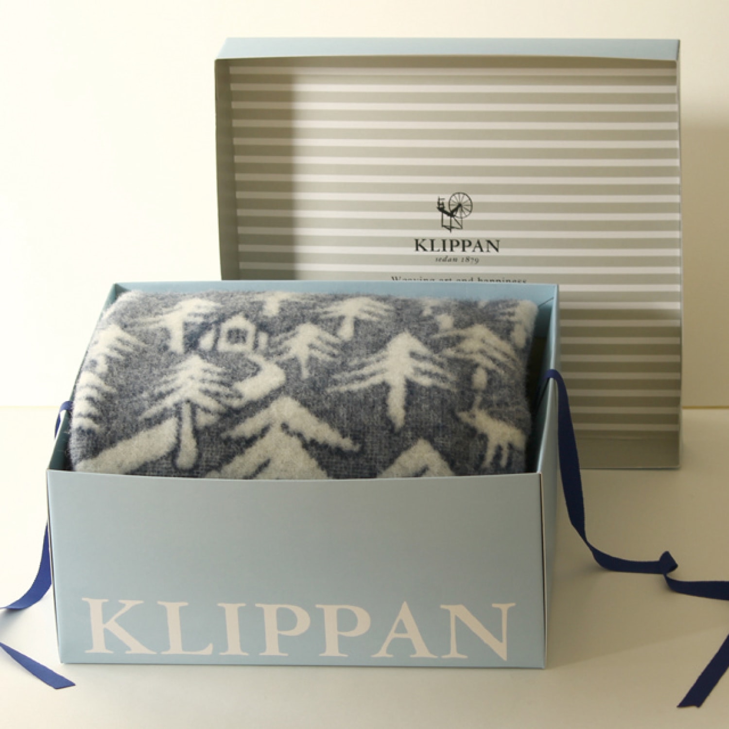 KLIPPAN/クリッパン　ウール　シングルブランケット　WIND&FLOWER　ベージュ/カーキブラウン