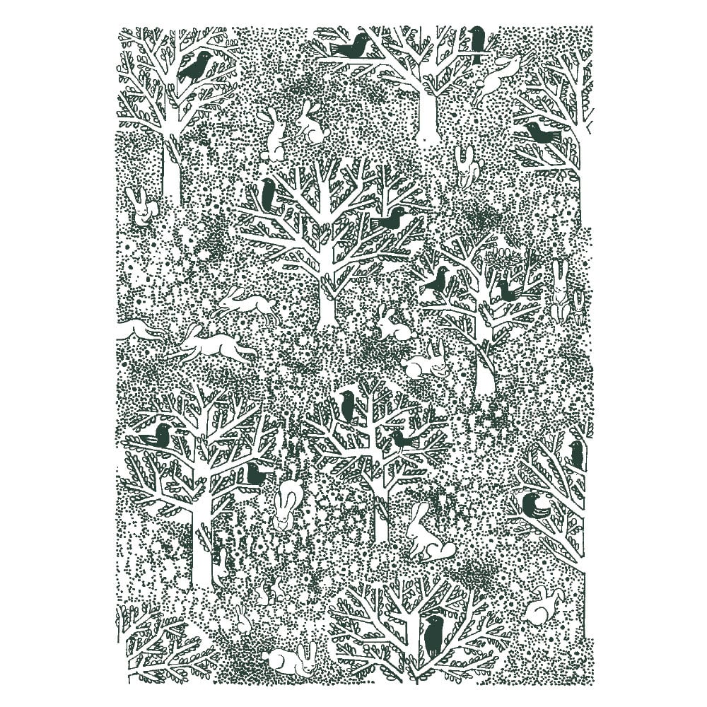 Poster rabbits play,birds rest -forest- 23 A3 | サステナブル