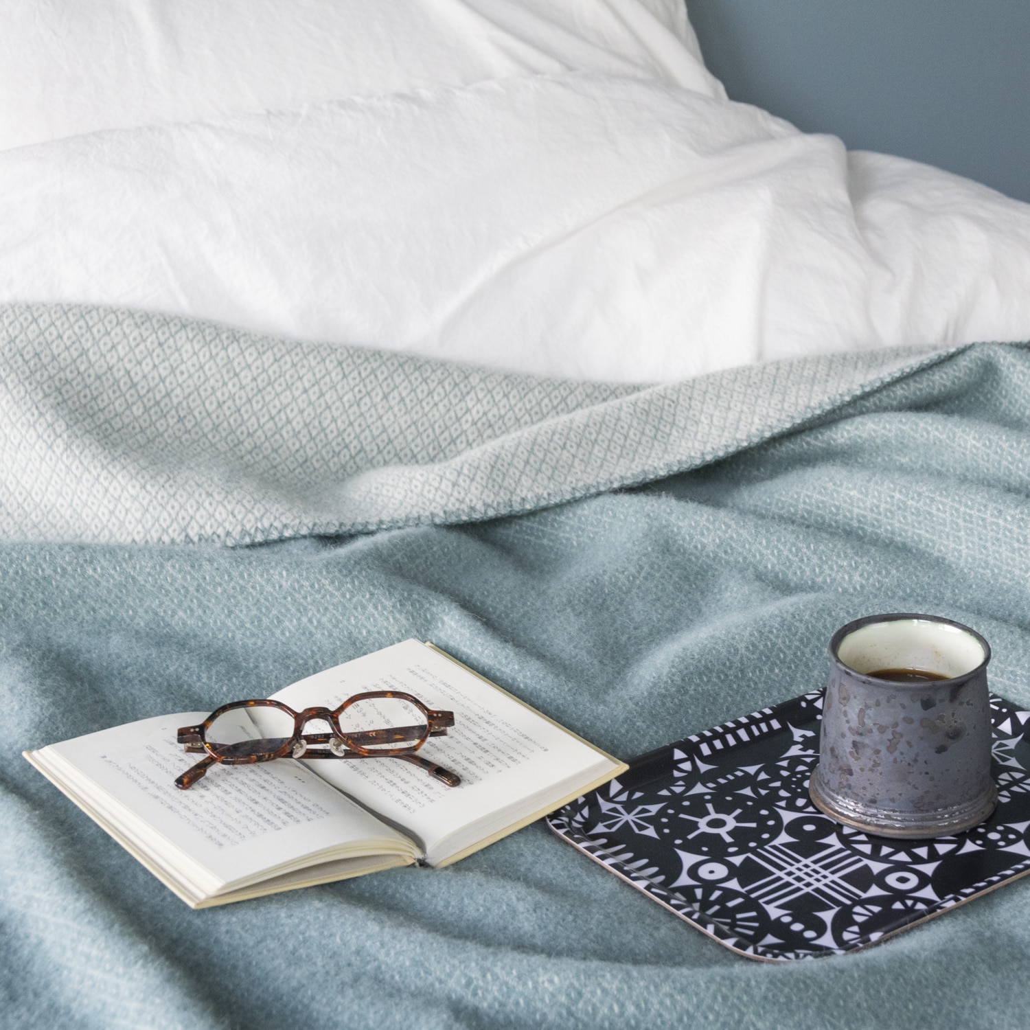 KLIPPAN ベッドスロー コットンスローバスケット 130×180cm / ブルー