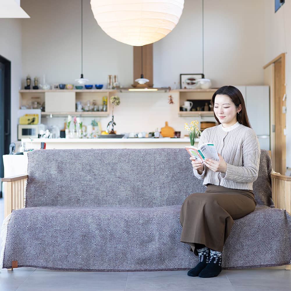 KLIPPAN/クリッパン リサイクルウールスロー グースアイ ブラウン