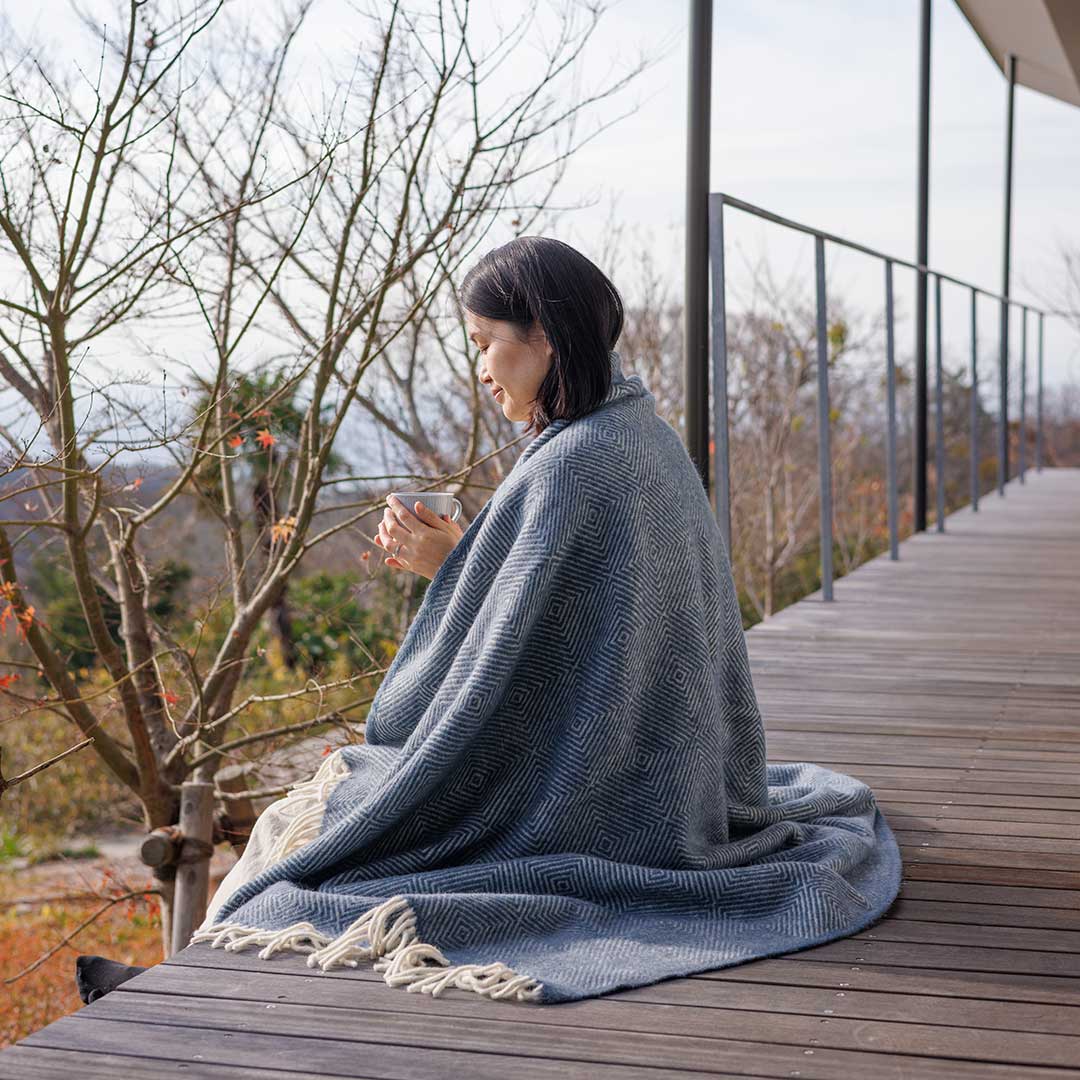 KLIPPAN/クリッパン リサイクルウールスロー グースアイ スモーキー