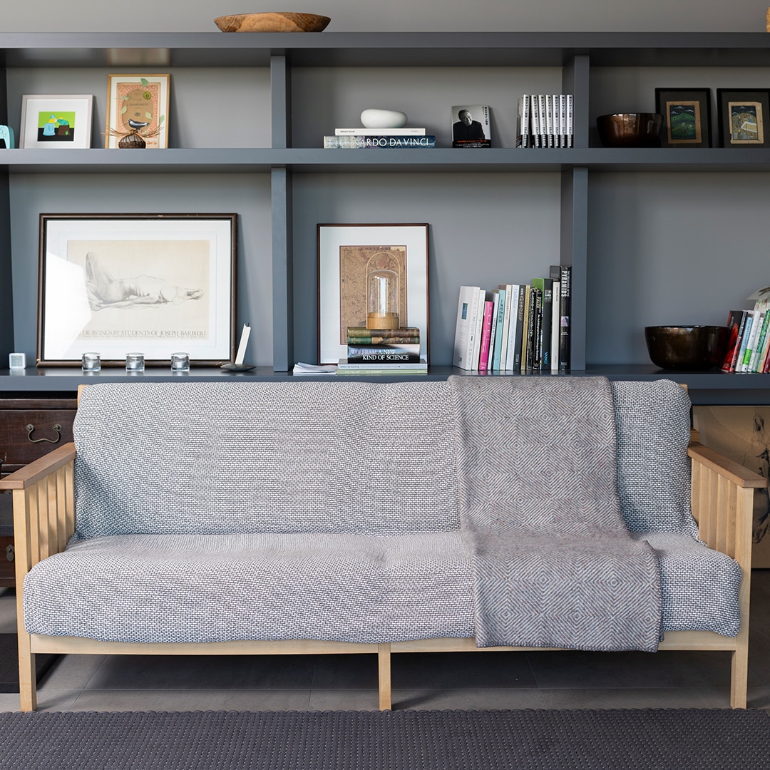 KLIPPAN/クリッパン リサイクルウールスロー グースアイ MIDI グレー