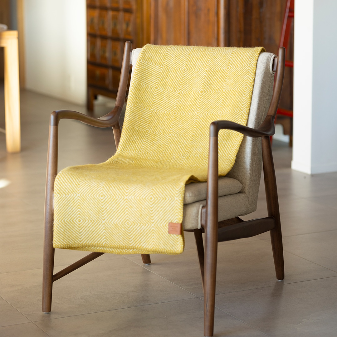 KLIPPAN/クリッパン リサイクルウールスロー グースアイ MIDI イエロー