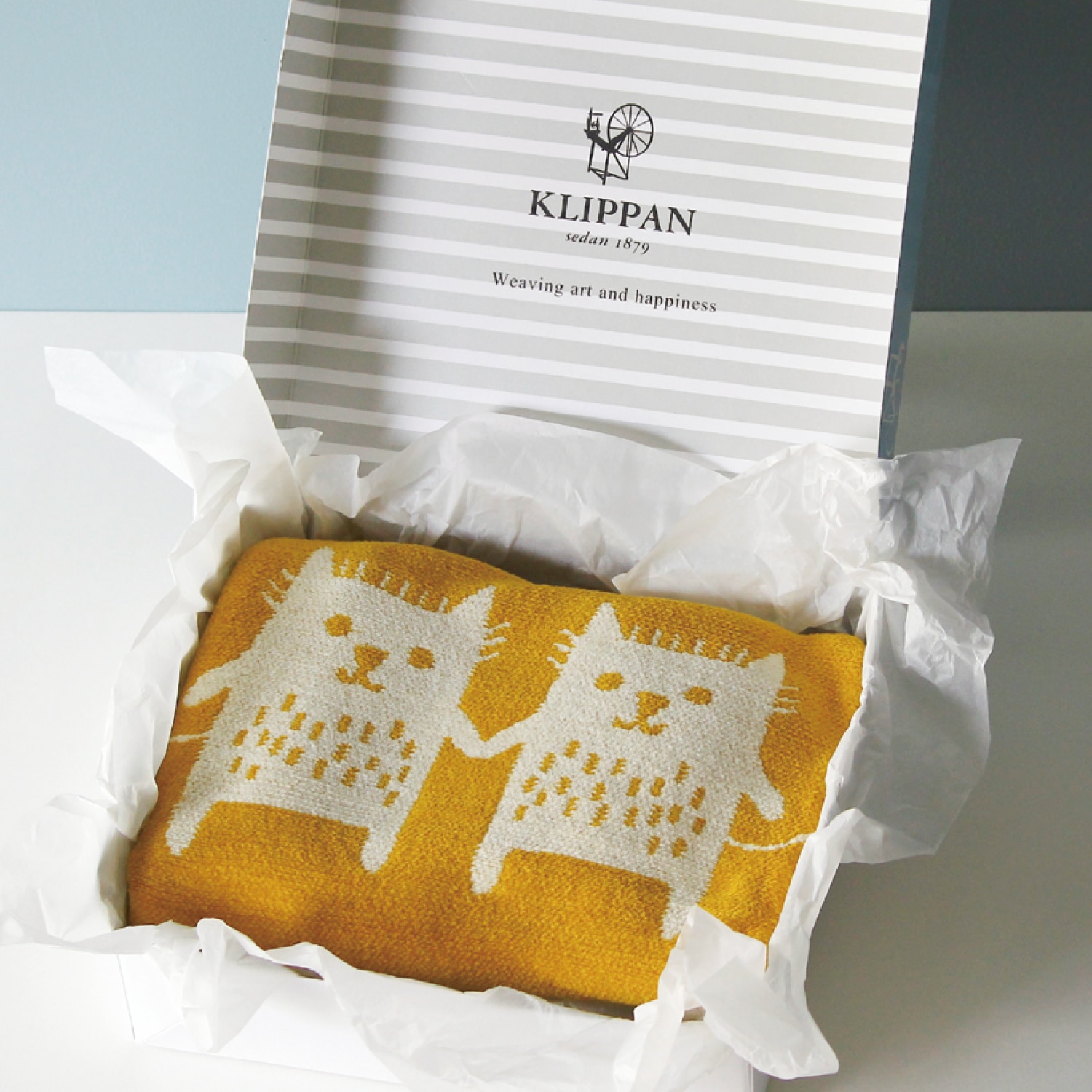 KLIPPAN/クリッパン　シュニールコットン　ミニブランケット　ボブキャット　イエロー