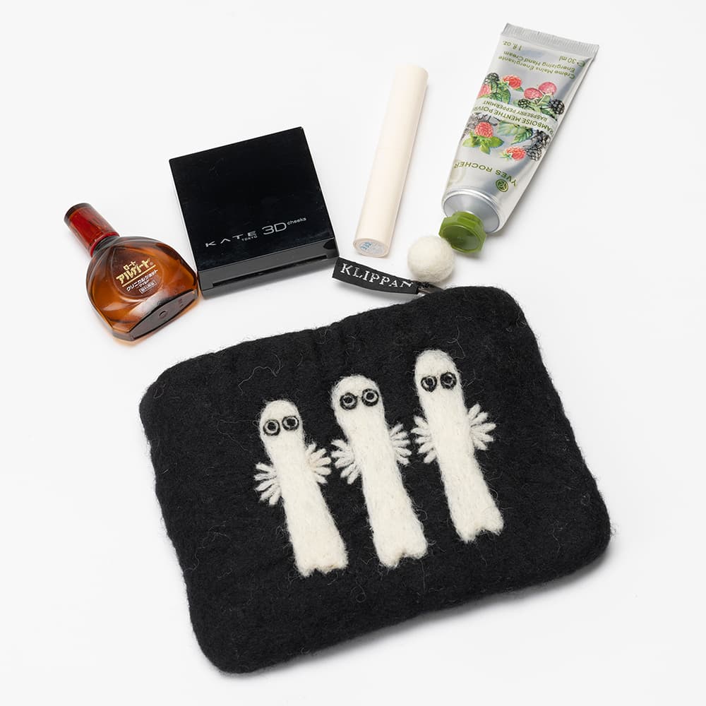 KLIPPAN/クリッパン フェルトポーチ ニョロニョロ ブラック