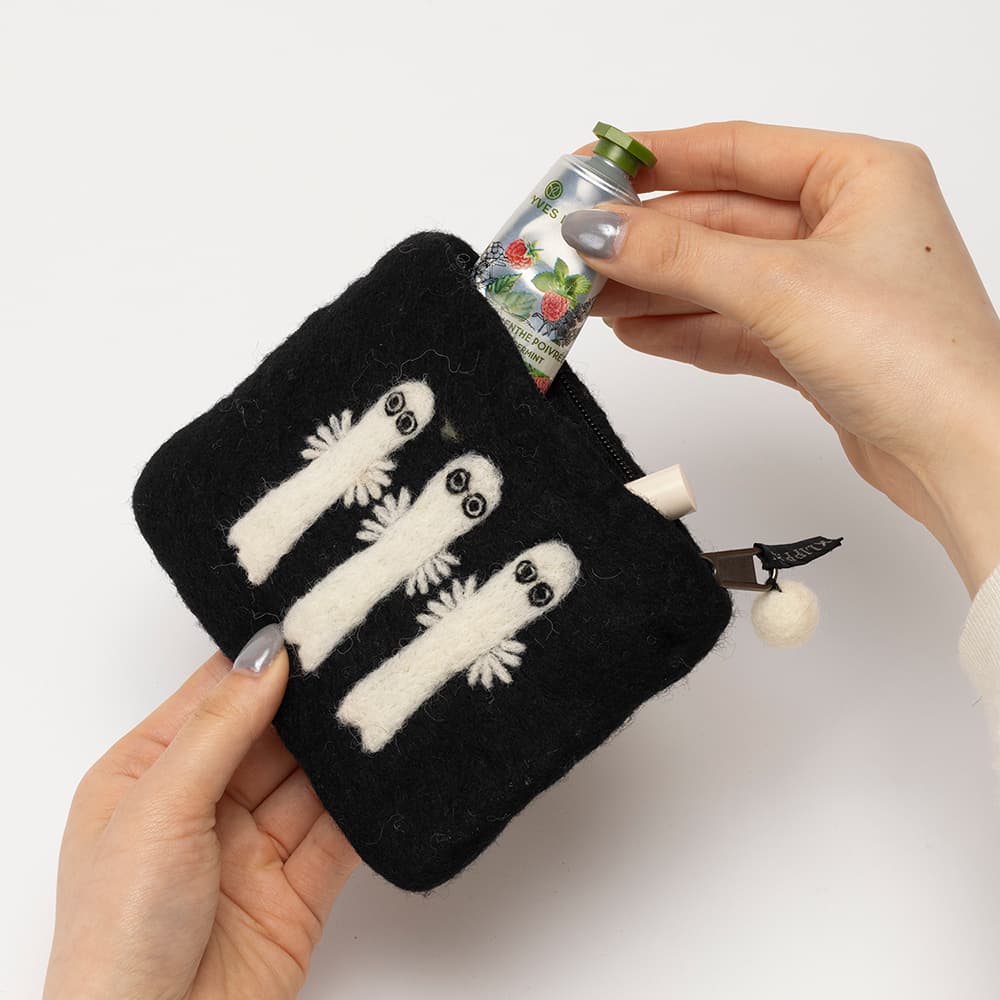 KLIPPAN/クリッパン フェルトポーチ ニョロニョロ ブラック