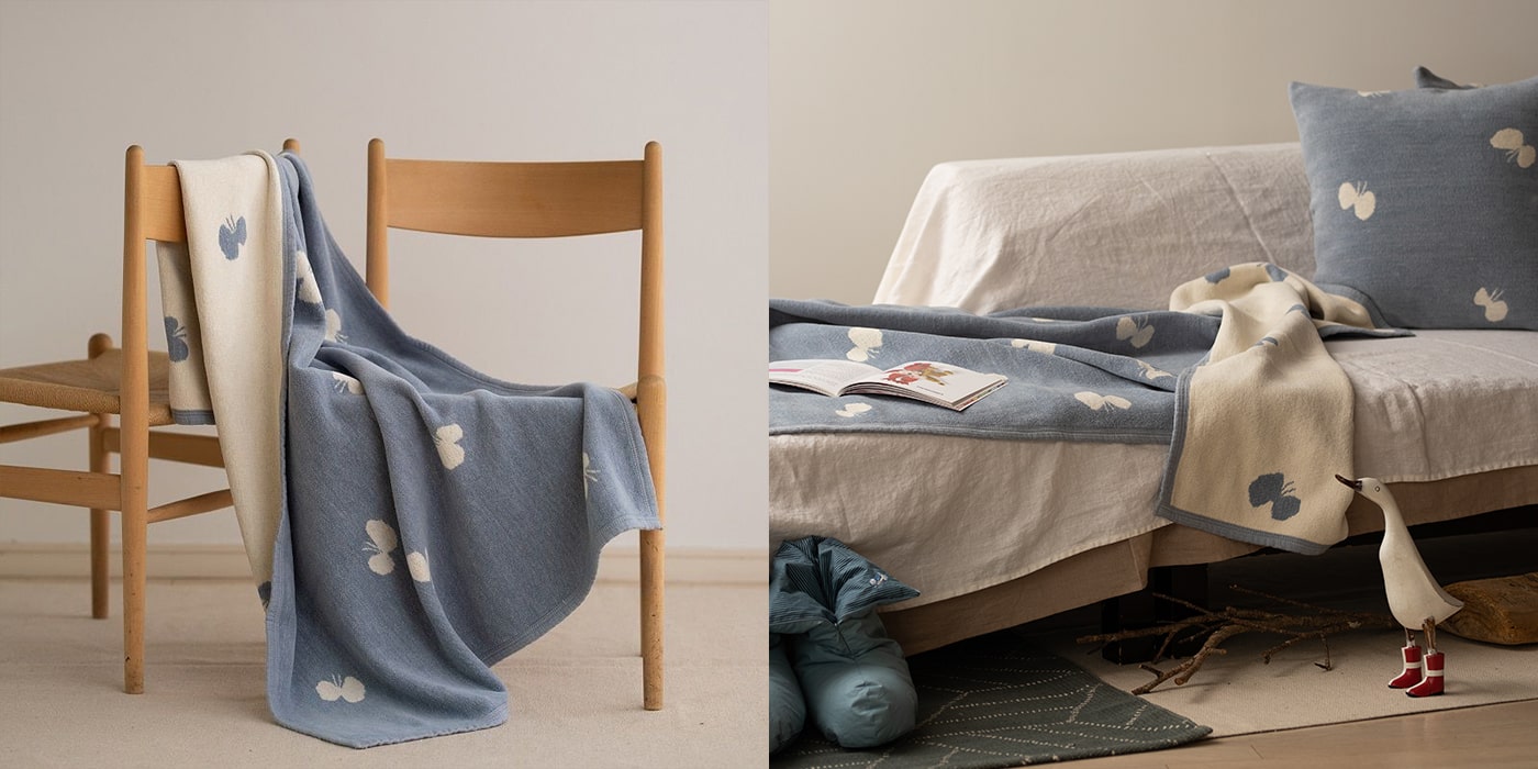 美品　オーガニックコットン　ミナペルホネン✖️クリッパン　ブランケット KLIPPAN (クリッパン) ×ミナペルホネン「FOREST SPOON/BEIGE