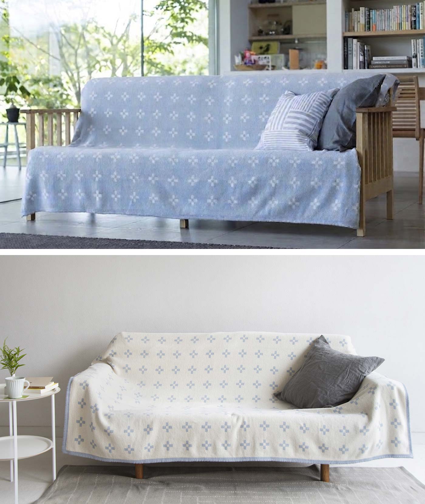 新品 スウェーデン ソファ ブランケット 寝具 水色 【公式通販】