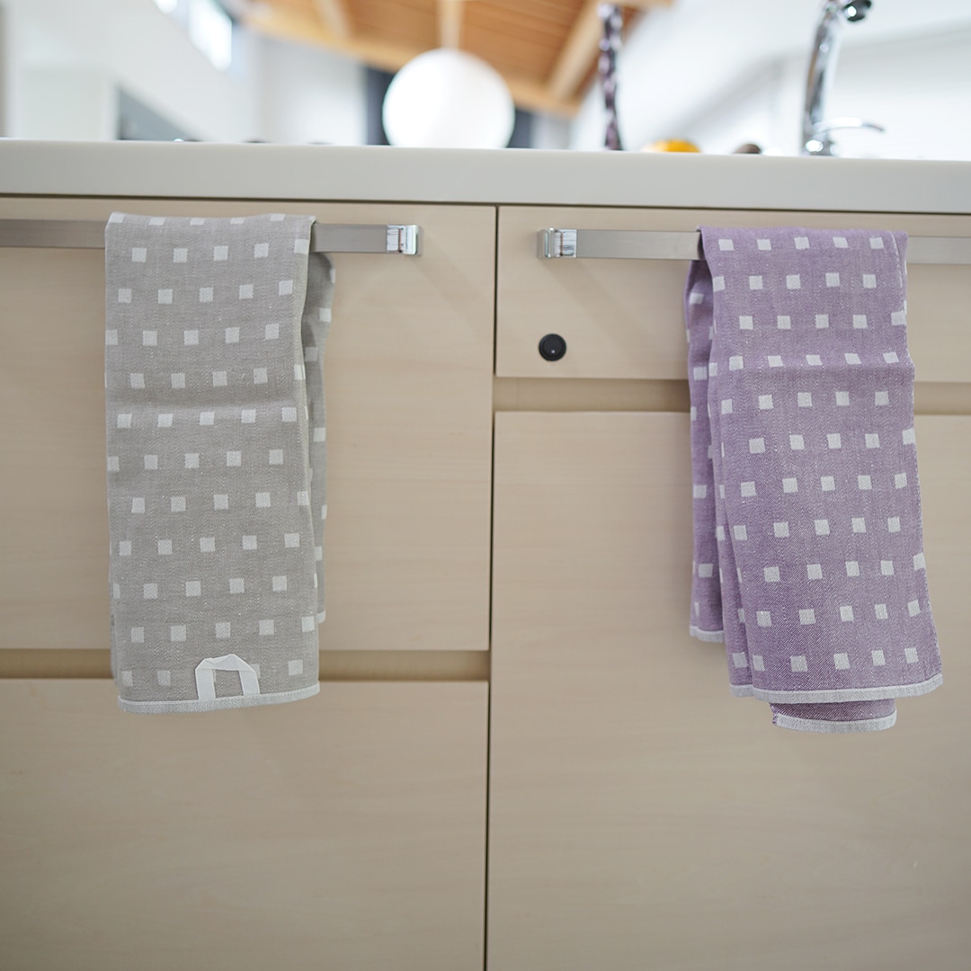 Vaxbo Lin/ヴェクスボリン リネンのキッチンタオル チェック リーフ