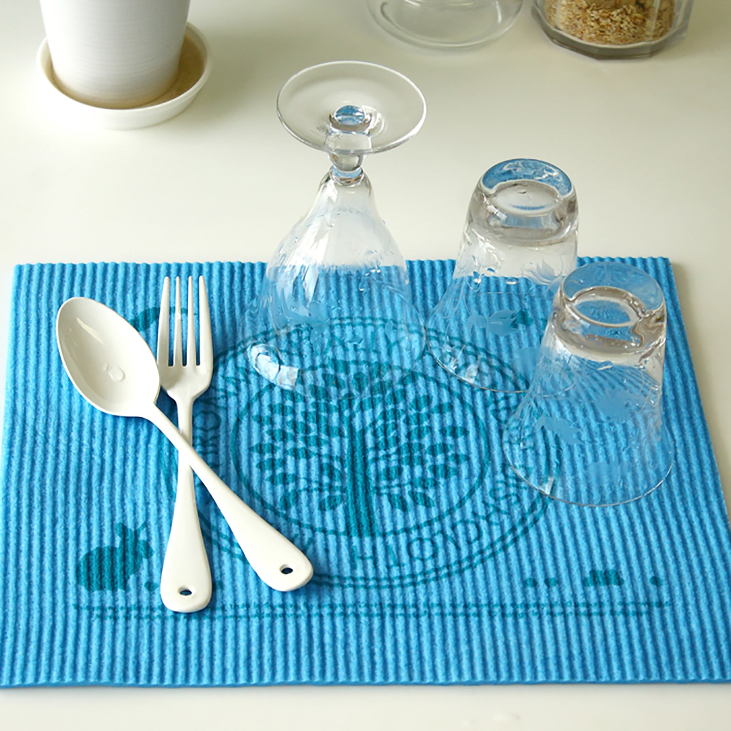 水切りマット スポンジワイプ エコフレンドリー ブルー/ブルー