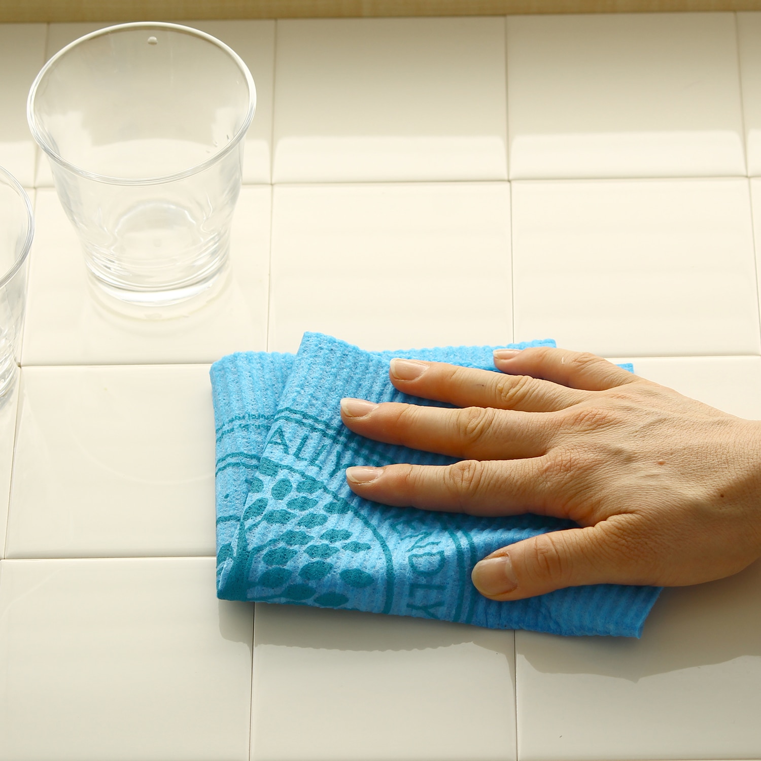 水切りマット スポンジワイプ エコフレンドリー ブルー/ブルー