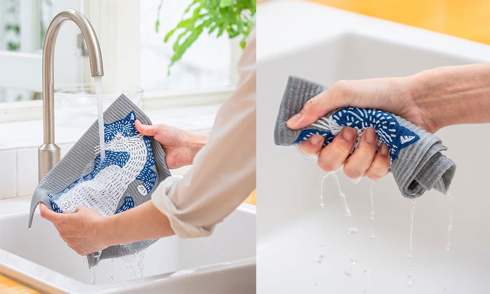 水切りマット スポンジワイプ ムーミン谷の仲間たち ブルー/グレー