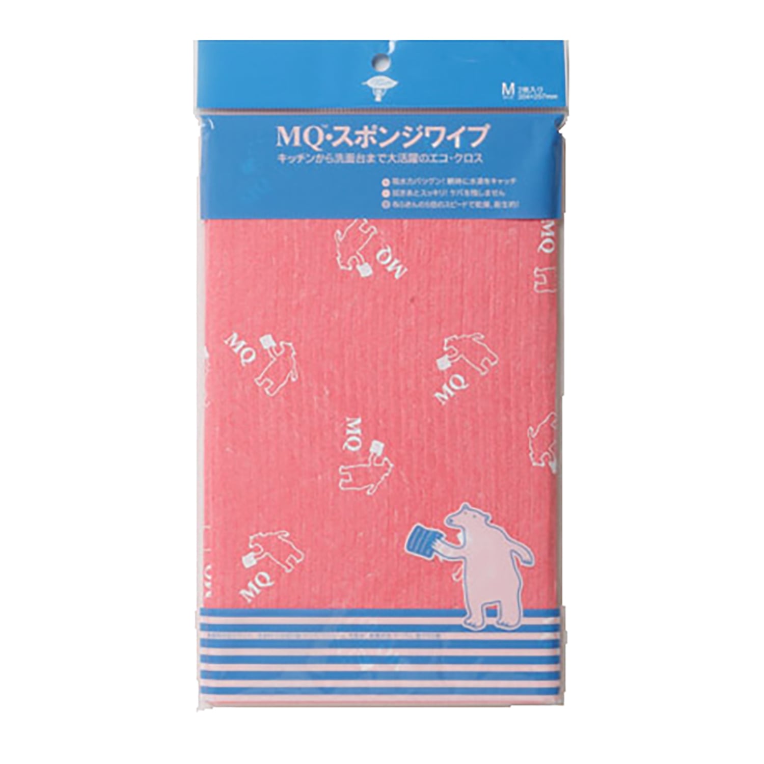 MQ水切りマット スポンジワイプ 白クマ Mサイズ ピンク（2枚入り
